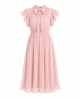 Tommy Hilfiger Women's Flutter Sleeve Tie Neck Chiffon Midi Dress