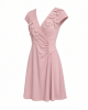 Adrianna Papell Women's Knit Crepe Short Dress, Short Cocktail Dress with 3D Floral Accents & Surplice Bodice