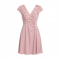 Adrianna Papell Women's Knit Crepe Short Dress, Short Cocktail Dress with 3D Floral Accents & Surplice Bodice