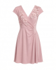 Adrianna Papell Women's Knit Crepe Short Dress, Short Cocktail Dress with 3D Floral Accents & Surplice Bodice