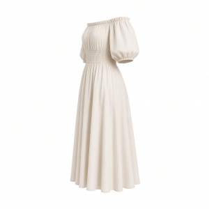 Vince Camuto Women's Off the Shoulder Puff Sleeve Smocked Waist Midi Dress