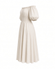 Vince Camuto Women's Off the Shoulder Puff Sleeve Smocked Waist Midi Dress