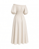 Vince Camuto Women's Off the Shoulder Puff Sleeve Smocked Waist Midi Dress