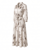 Karl Lagerfeld Women's Collared Printed Silky Crepe Belted Midi Dress