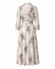 Karl Lagerfeld Women's Collared Printed Silky Crepe Belted Midi Dress