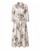 Karl Lagerfeld Women's Collared Printed Silky Crepe Belted Midi Dress