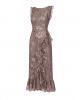Adrianna Papell Sleeveless Glitter Floral Ruffle Midi Dress