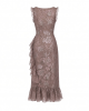 Adrianna Papell Sleeveless Glitter Floral Ruffle Midi Dress