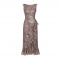 Adrianna Papell Sleeveless Glitter Floral Ruffle Midi Dress