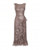 Adrianna Papell Sleeveless Glitter Floral Ruffle Midi Dress