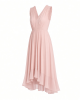 DKNY Women's Sleeveless V-Neck Chiffon Neck Trim Flounce Hem Midi Dress