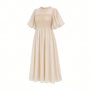 Forever 21 Women's Smocked Chiffon Peasant-Sleeve Dress