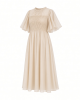 Forever 21 Women's Smocked Chiffon Peasant-Sleeve Dress