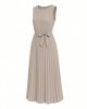 DKNY Women's Sleeveless Jewel Neck Pleated Midi Dress with Removable Belt