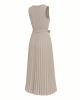 DKNY Women's Sleeveless Jewel Neck Pleated Midi Dress with Removable Belt