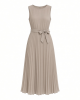 DKNY Women's Sleeveless Jewel Neck Pleated Midi Dress with Removable Belt