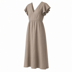 DKNY Women's Split Short Sleeve V-Neck Straight Hem Midi Dress