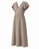 DKNY Women's Split Short Sleeve V-Neck Straight Hem Midi Dress
