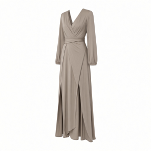 Vince Camuto Women's Double Side Slit V-Neck Long Sleeve Maxi Dress