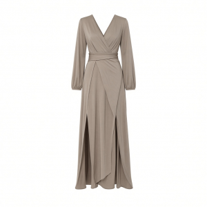 Vince Camuto Women's Double Side Slit V-Neck Long Sleeve Maxi Dress