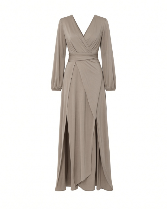 Vince Camuto Women's Double Side Slit V-Neck Long Sleeve Maxi Dress