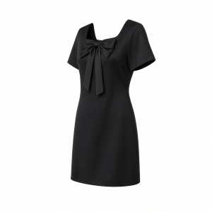 Karl Lagerfeld Women's Short Sleeve Square Neck Bow Embellished Shift Mini Dress