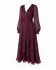 Tommy Hilfiger Women's Long Chiffon Balloon Sleeve Velvet Wrap Midi Dress