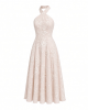 Maggy London Women's Dresses Floral Embroidered Halter Neck Midi Dress with Back V-Neck