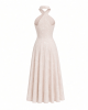 Maggy London Women's Dresses Floral Embroidered Halter Neck Midi Dress with Back V-Neck