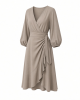 Calvin Klein Women's 3/4 Balloon Sleeve V-Neck Knee Length Faux Wrap Dress