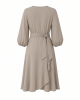 Calvin Klein Women's 3/4 Balloon Sleeve V-Neck Knee Length Faux Wrap Dress