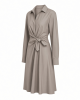 DKNY Women's Long Sleeve Collared Neck Knee Length Knot Front Detail Dress