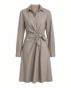 DKNY Women's Long Sleeve Collared Neck Knee Length Knot Front Detail Dress