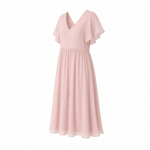 Tommy Hilfiger Women's Short Sleeve V-Neck Chiffon Empire Waist Midi Dress
