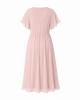 Tommy Hilfiger Women's Short Sleeve V-Neck Chiffon Empire Waist Midi Dress