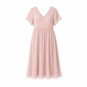 Tommy Hilfiger Women's Short Sleeve V-Neck Chiffon Empire Waist Midi Dress