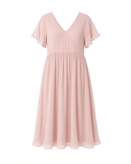 Tommy Hilfiger Women's Short Sleeve V-Neck Chiffon Empire Waist Midi Dress