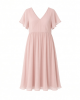 Tommy Hilfiger Women's Short Sleeve V-Neck Chiffon Empire Waist Midi Dress