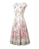 London Times Women's Dresses Floral Border Cap Sleeve Fit & Flare Dress