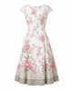 London Times Women's Dresses Floral Border Cap Sleeve Fit & Flare Dress