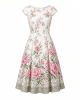 London Times Women's Dresses Floral Border Cap Sleeve Fit & Flare Dress