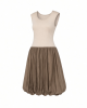 The Drop Womens Tina Scoop Neck Mixed Media Bubble Hem Midi Dress