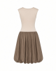 The Drop Womens Tina Scoop Neck Mixed Media Bubble Hem Midi Dress