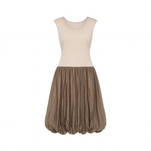 The Drop Womens Tina Scoop Neck Mixed Media Bubble Hem Midi Dress