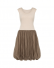 The Drop Womens Tina Scoop Neck Mixed Media Bubble Hem Midi Dress
