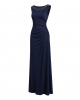 Alex Evenings Women's Long Jersey Dress with Ruched Front and Embellished Neckline (Petite and Regular Sizes)