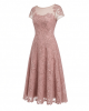 Alex Evenings Womens Tea Length Embroidered Cocktail Dress with Illusion Sleeves, Wedding Guest (Petite and Regular Sizes)