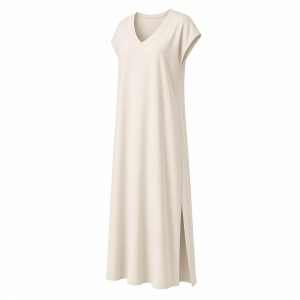 Essentials Women's Side-Slit Jersey V-Neck Maxi Length Dress