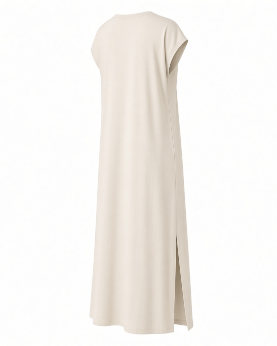 Essentials Women's Side-Slit Jersey V-Neck Maxi Length Dress
