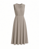 Calvin Klein Women's Sleeveless Pleat Neck Crepe A-line Midi Dress